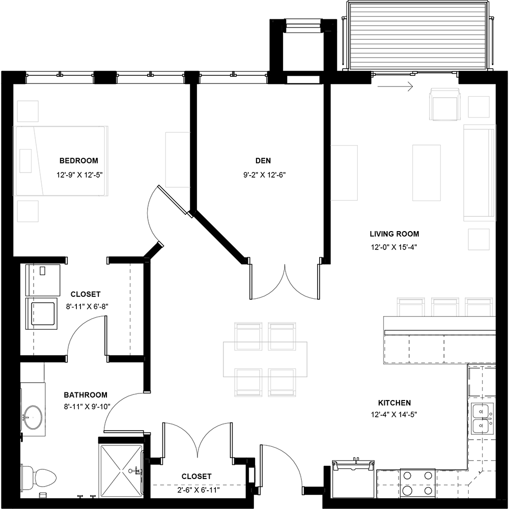 1 Bedroom (with Den)