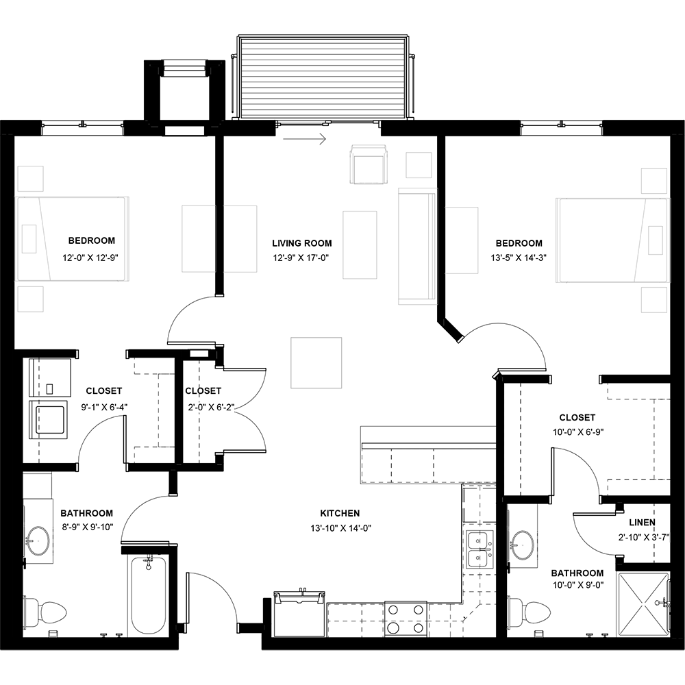 2 Bedroom (no Den)